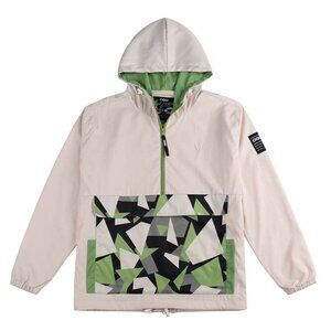 Men's Windbreaker Hooded Half Zipper Jacket for Hiking Trip Size L